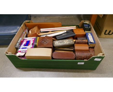 Assorted items; cigarette cases, brushes, rulers, gloves, hip-flask, wallets, etc. **PLEASE NOTE THIS LOT IS NOT ELIGIBLE FOR