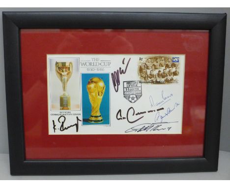 Football, a signed Mexico ‘86 World Cup First Day Cover, framed 