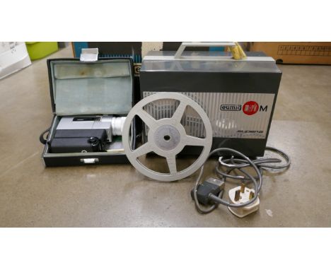A Super 8 camera, projector and screen, all boxed **PLEASE NOTE THIS LOT IS NOT ELIGIBLE FOR IN-HOUSE POSTING AND PACKING** 
