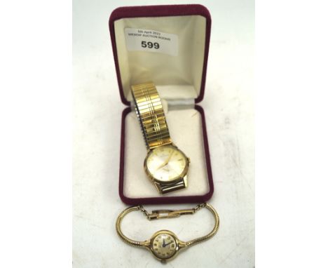 A 9ct gold Rotary ladies wristwatch and a gents 9ct gold cased Heletia, the Rotary on 9ct gold strap, 15.5g, the Heletia on a