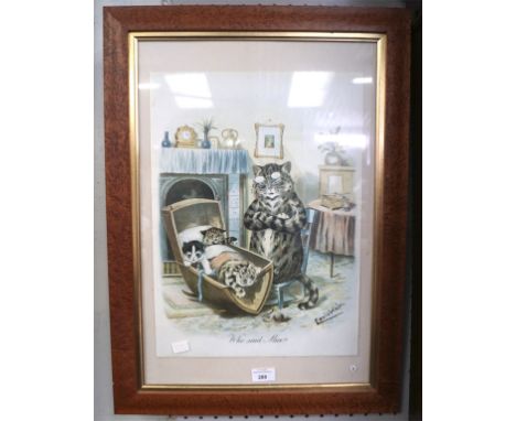 Louis Wain, a coloured print 'Who said Mice', framed and glazed, 66cm x 47cm