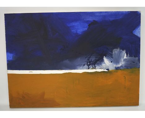 A contemporary acrylic on board, depicting a seascape, unsigned, 64cm x 89.5cm