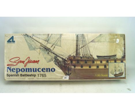A model kit of the 18th century Spanish battleship Nepmomuceno, 1:90 scale, in original box