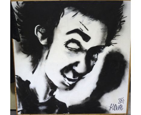 A Ben Raven acrylic on canvas, portrait, signed and dated '98', 155cm x 155cm, framed