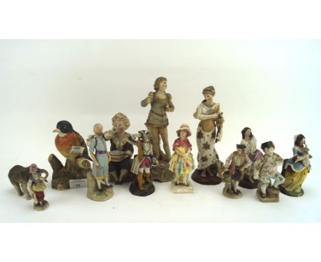 A collection of 20th century ceramic figures, modelled as animals, children and women, some marked, height of tallest 22cm