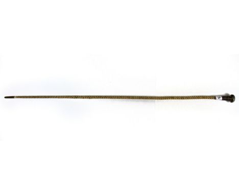 A Chinese antique white metal handled sharks spine walking stick, L. 86cm.