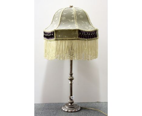 An attractive silvered metal table lamp, H. 75cm.