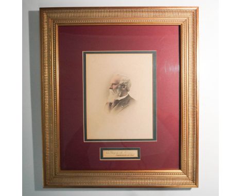 A finely presented framed display featuring a portrait of Rutherford B. Hayes, the 19th President of the United States, along