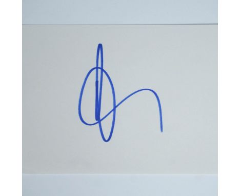 Blue ink signature of renowned actor Andy Garcia on an index card measuring 8.25"L x 5"H. Accompanied by a Certificate of Aut