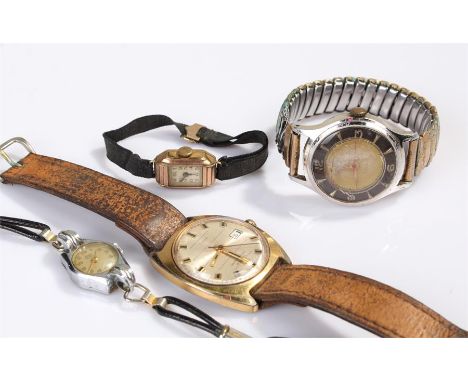 Selection of vintage wristwatches to include a Timex automatic gentleman's wristwatch, silvered dial with baton hours and dat