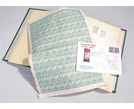 Of Postal interest, a stamp album containing Bolivia Stamps and a complete sheet with printers name to include a framed stamp