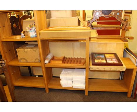 Light oak graduated open bookcase