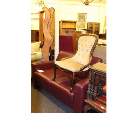 Two seater settee, Victorian style nursing chair and contemporary floor lamp (3)