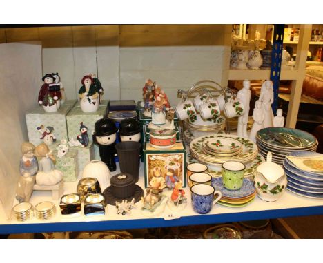 Enesio Snowman figures, Nao group, four Coalport wedding figures, Foxwood Tales characters, collectors plates, Royal Grafton 