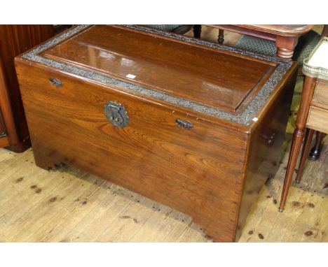 Carved and polished camphorwood trunk, 101.5cm