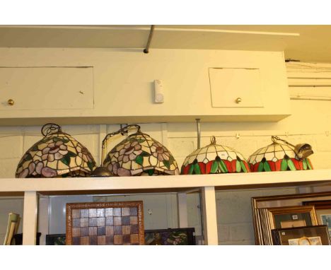 Two pairs of Tiffany style light fittings
