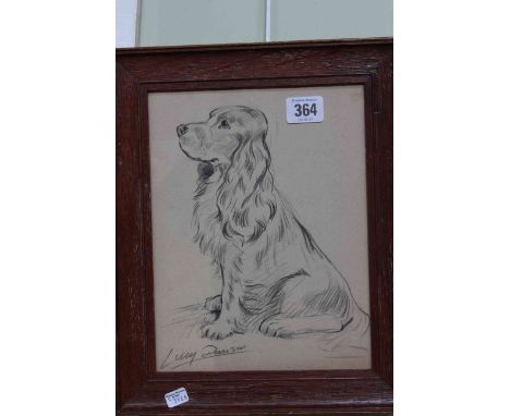 Lucy Dawson, Spaniel, signed sketch, in glazed frame