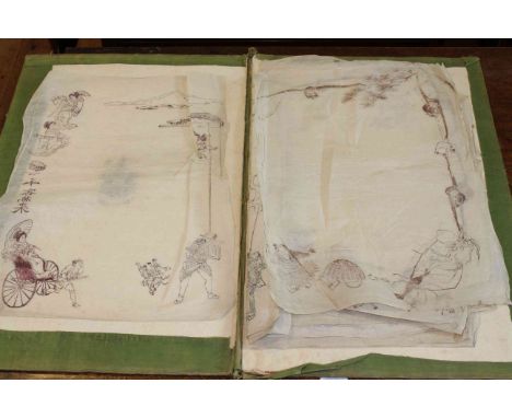 Folio of Oriental rice paper pictures