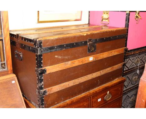 Vintage canvas and wood bound travelling trunk