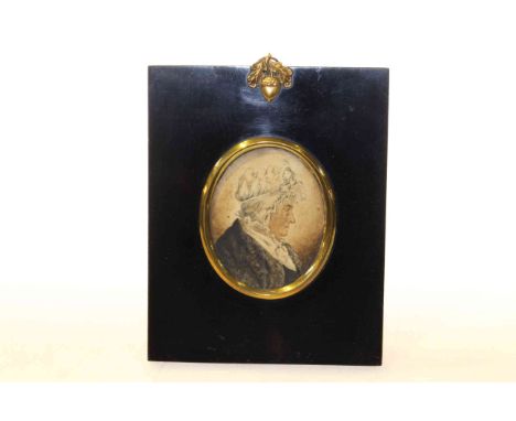 Portrait miniature, in an ebonised frame
