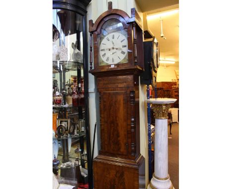 Victorian mahogany eight day longcase clock having painted arched dial