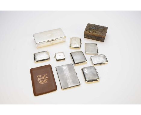 A 'CHRISTIAN DIOR' CIGARETTE BOX AND OTHER ITEMS, rectangular form silver  plate cigarette box, glass