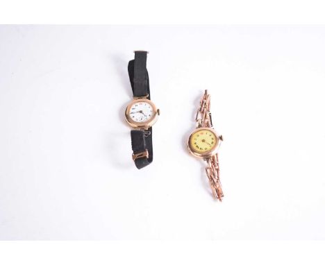 Two ladies 9ct gold wristwatches, early 20th century, the first by Tavannes, with jewelled manual movement, polished round ca