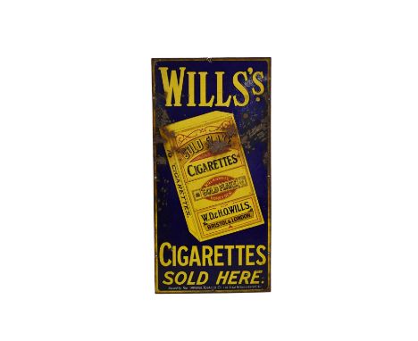 An enamel advertising sign for Wills's Gold Flake cigarettes, 91cm x 46cm (chipped).Provenance:Ex. Newport railway station, t