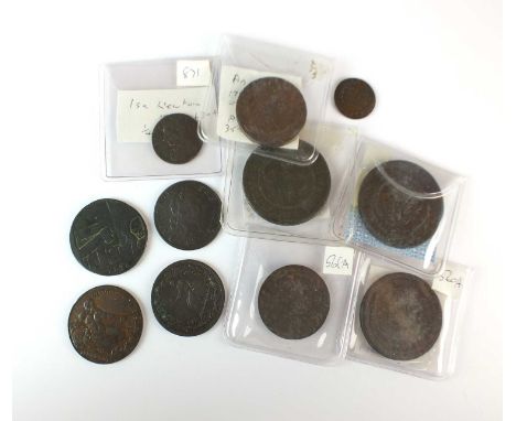 A collection of British copper tokens, comprising; John Palmer, Anglesey, Glasgow, John Wilkinson, Isaac Newton, God Save The