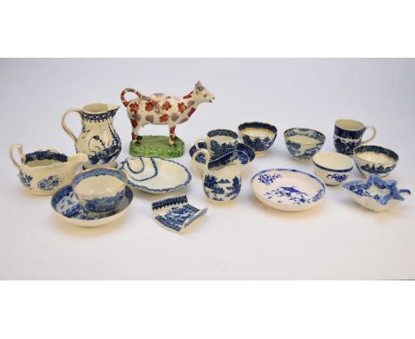 A collection of English pottery and porcelain, 18th century and early 19th centurycomprising a Leeds or Staffordshire pearlwa