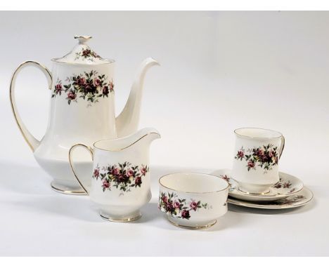 A Royal Standard porcelain 'Minuet' tea and coffee service comprising teapot, coffee pot, two bowls, two jugs, cake dish, six
