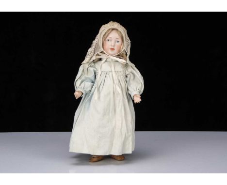 A Kammer & Reinhardt 109 Elise character doll, with blue painted eyes, brown dashed eyebrow, soft expression with closed mout