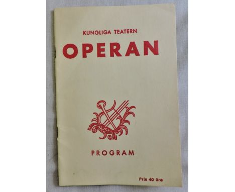 Swedish Opera leaflet 1960s, 'Kungliga Teatern Operan'. 