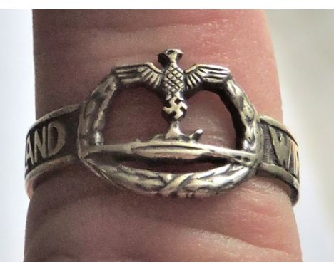 German WWII U-Boat Warfare Ring, "WIR FAHREN GEGEN ENGELLAND", See terms and conditions.