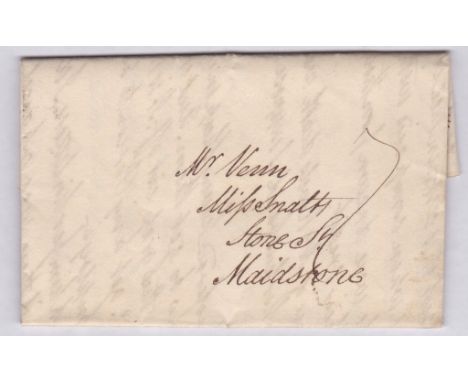 London 1817 EL-London - Maidstone, charged 7d, black double ring, London receiver on reverse. XX-XXX