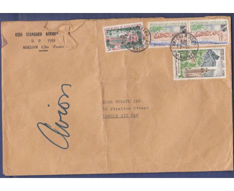 Ivory Coast - 1969/70  Two commercial covers, (m/s 'Avion') from Esso Standard Afrique Abidjan Cote d'Ivoire to Esso Europe, 