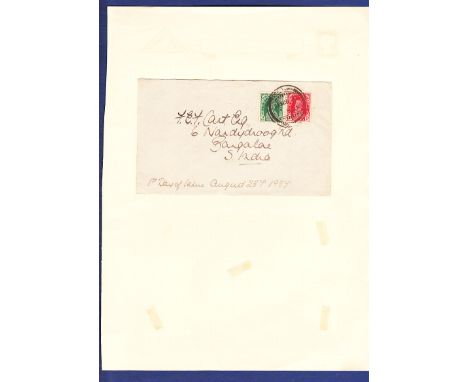 India 1937 First Day of issue cover SG 249/50 23/8/1937 on neat cover Interesting Item