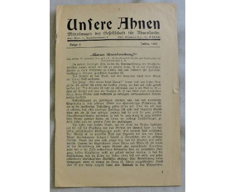 German Ancestry leaflet and how to find ones ancestors "Unsere Ahnen" booklet No.1. An interesting little booklet with an Aus