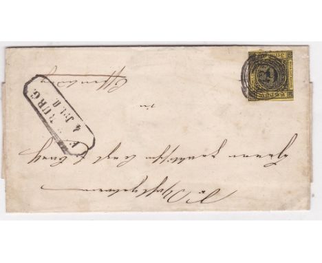 Germany (Baden) 1853-58 Wrapper with 6K on Orange, SG11. Boxed Freiburg, an attractive cover