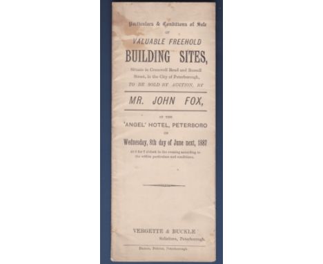 Auction leaflet by Vergette & Buckle dated 1887, 'Particulars and condition of sale of valuable freehold Building sites, Situ