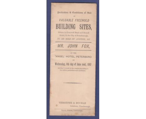 Auction leaflet by Vergette & Buckle dated 1887, 'Particulars and condition of sale of valuable freehold Building sites, Situ
