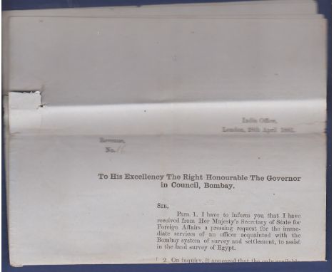 Egypt - 1881  India Office Appointment of Mr. Gibson to Egypt Govt as Surveyor