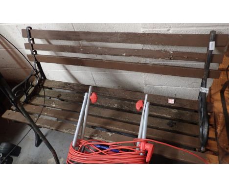 Vintage garden bench with cast iron ends. Not available for in-house P&amp;P, contact Paul O'Hea at Mailboxes on 01925 659133