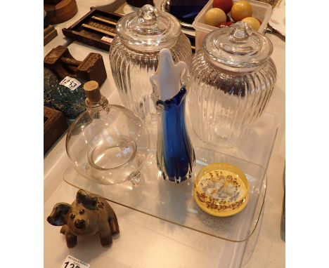 Mixed glassware to include a vintage wasp trap etc. Not available for in-house P&amp;P, contact Paul O'Hea at Mailboxes on 01