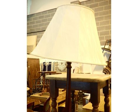 Nest of three mahogany tables and a standard lamp. Not available for in-house P&amp;P, contact Paul O'Hea at Mailboxes on 019