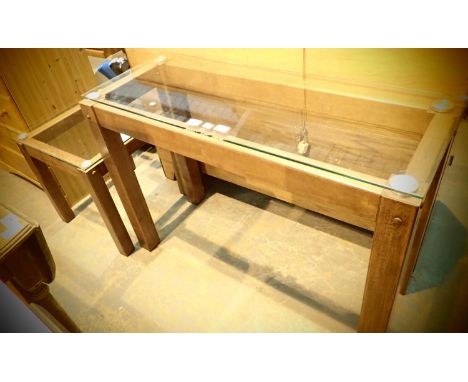 Glass top console table and matching lamp table. Not available for in-house P&amp;P, contact Paul O'Hea at Mailboxes on 01925