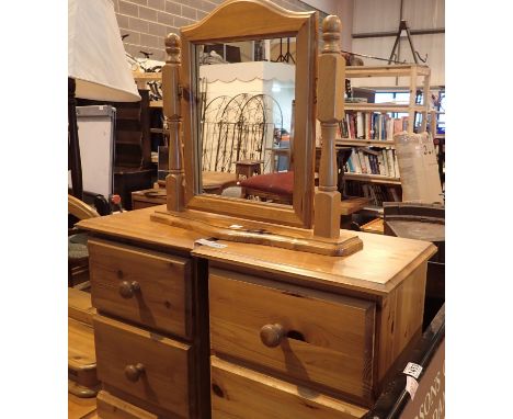 Pair of two drawer bedside tables and a dressing table mirror. Not available for in-house P&amp;P, contact Paul O'Hea at Mail