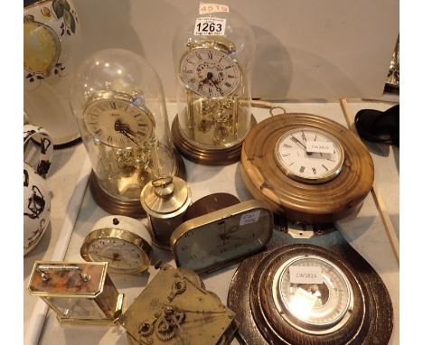 Collection of mixed clocks and a barometer. Not available for in-house P&amp;P, contact Paul O'Hea at Mailboxes on 01925 6591