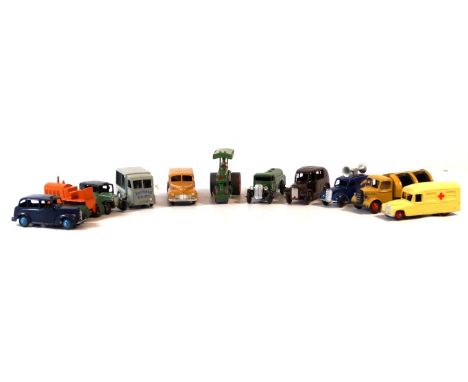 Thirteen unboxed Dinky diecast vehicles
Including Bedford Rescue lorry, NCB electric van, ambulance, taxi, megaphone van, pet