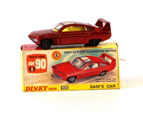 A boxed Dinky no. 108 'Joe 90' - Sam's Car
Finished in harder to find metallic red body, yellow interior, silver engine cover